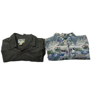 Big Dogs Mens Lot Of 2 Hawaiian Shirt White Paris France Short Sleeve Pocket XL